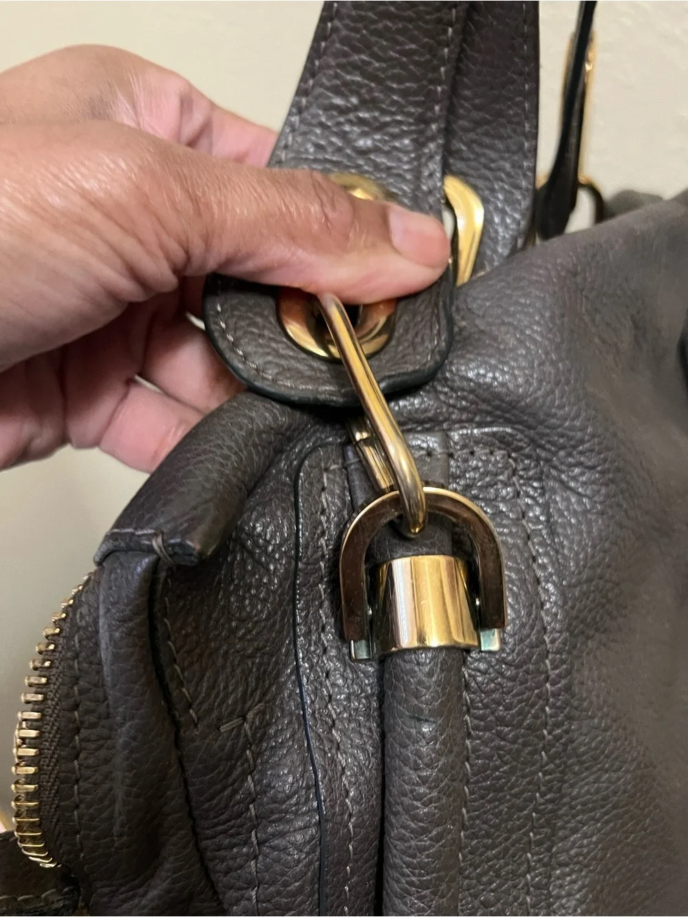 Chloe Brown Leather Satchel with Gold-Tone Hardware